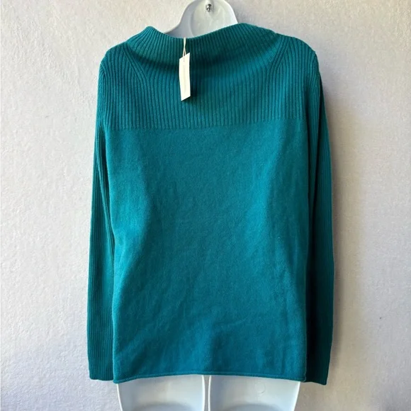 Sundance Kimia Cashmere Sweater Teal Mock Neck - Picture 3 of 6